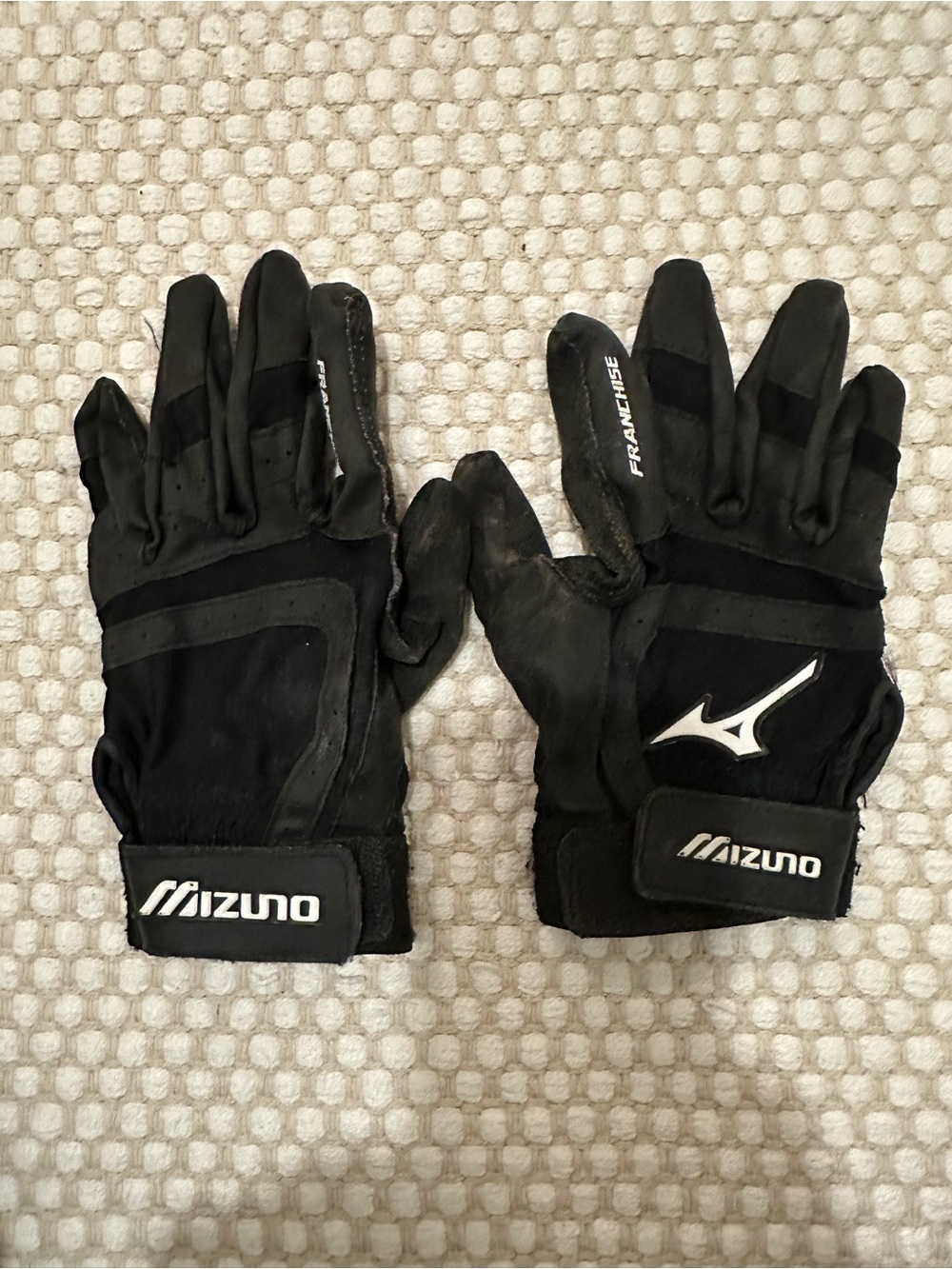 Mizuno Black Training Baseball Gloves with White Logos youth